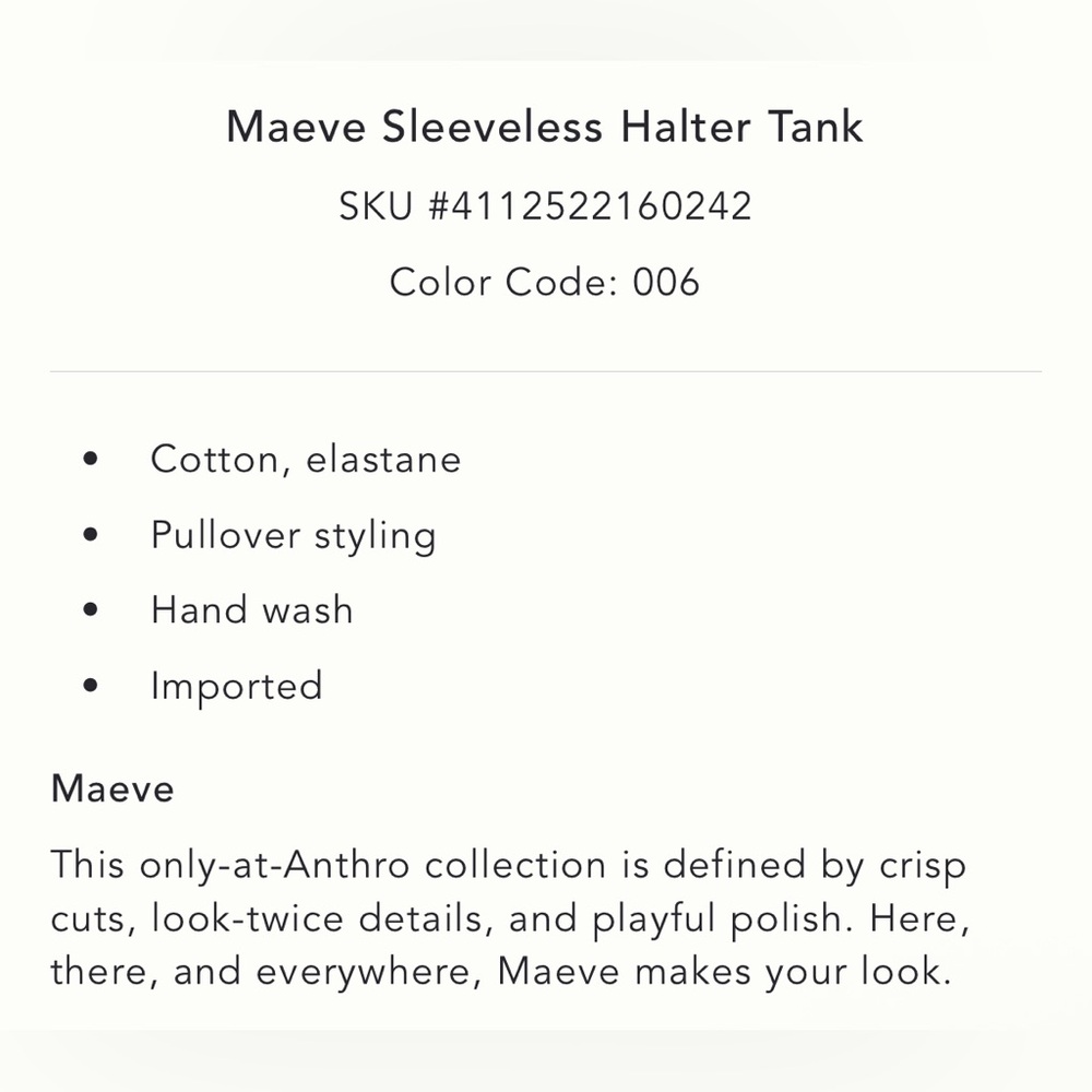 Maeve Sleeveless Halter Tank NEW - Picture 5 of 5